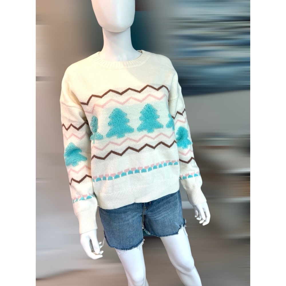 POODIT White Christmas crew neck sweater S M L XL - Picture 6 of 10